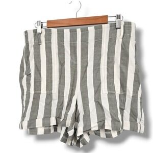 LOFT Outlet Striped Shorts High Rise Elastic Waist Casual Comfy Size‎ L